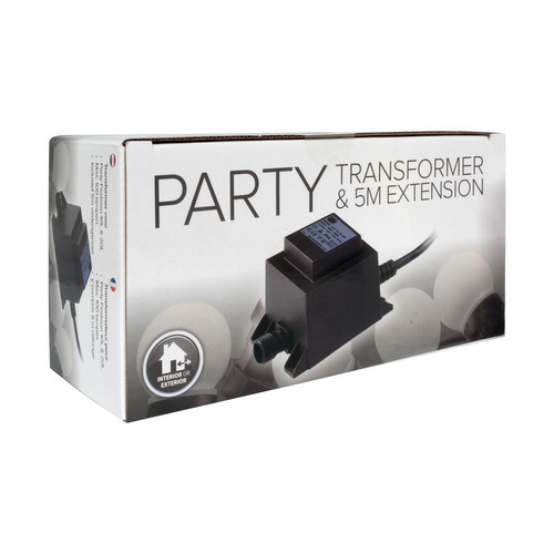 LED Party Transformer and 5m Extension 240V  Black Cable