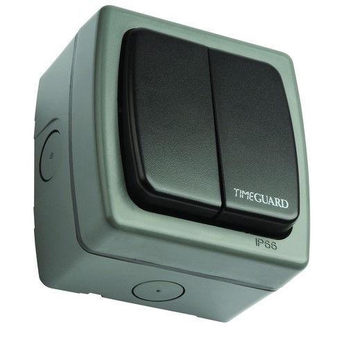 Weathersafe Vision Twin Gang 2-Way Switch (SP) 2 Gang Grey
