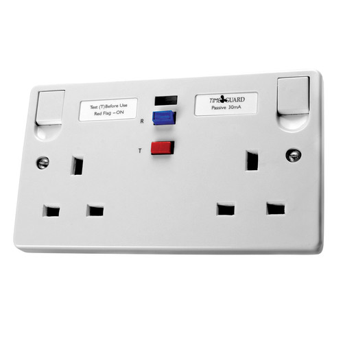RCD Double Non-Latching Socket 2 Gang White