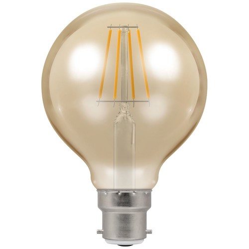 LED Filament Antique Globe 80mm 410lm 2200K Dimmable BC 5W 