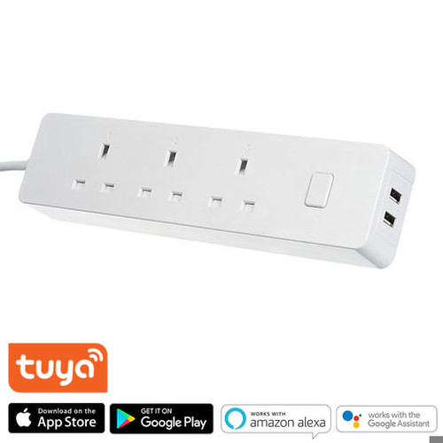 Timeguard Smart 3 Way Power Strip with USB Ports White 13A