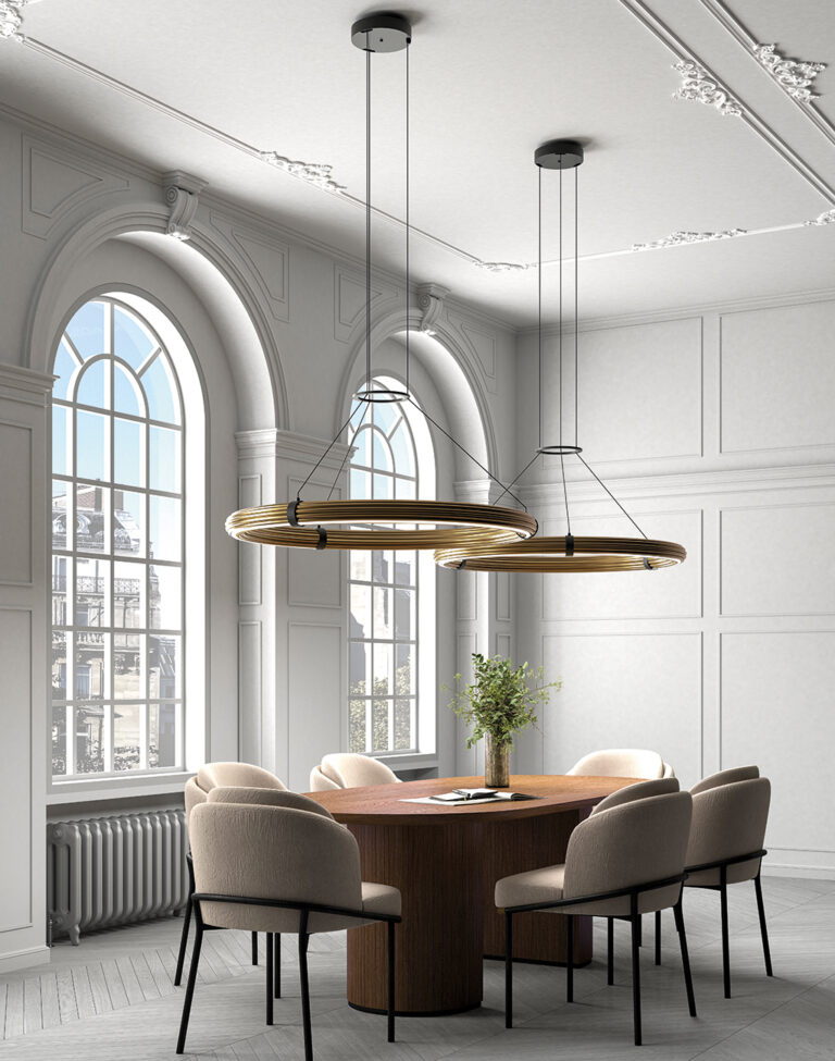 Aromas del Campo Elli chandelier in a panelled dining room
