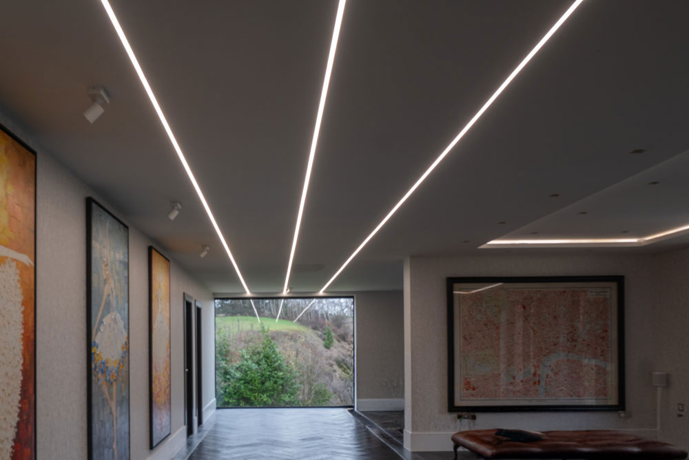 low level stair lights recessed into skirting